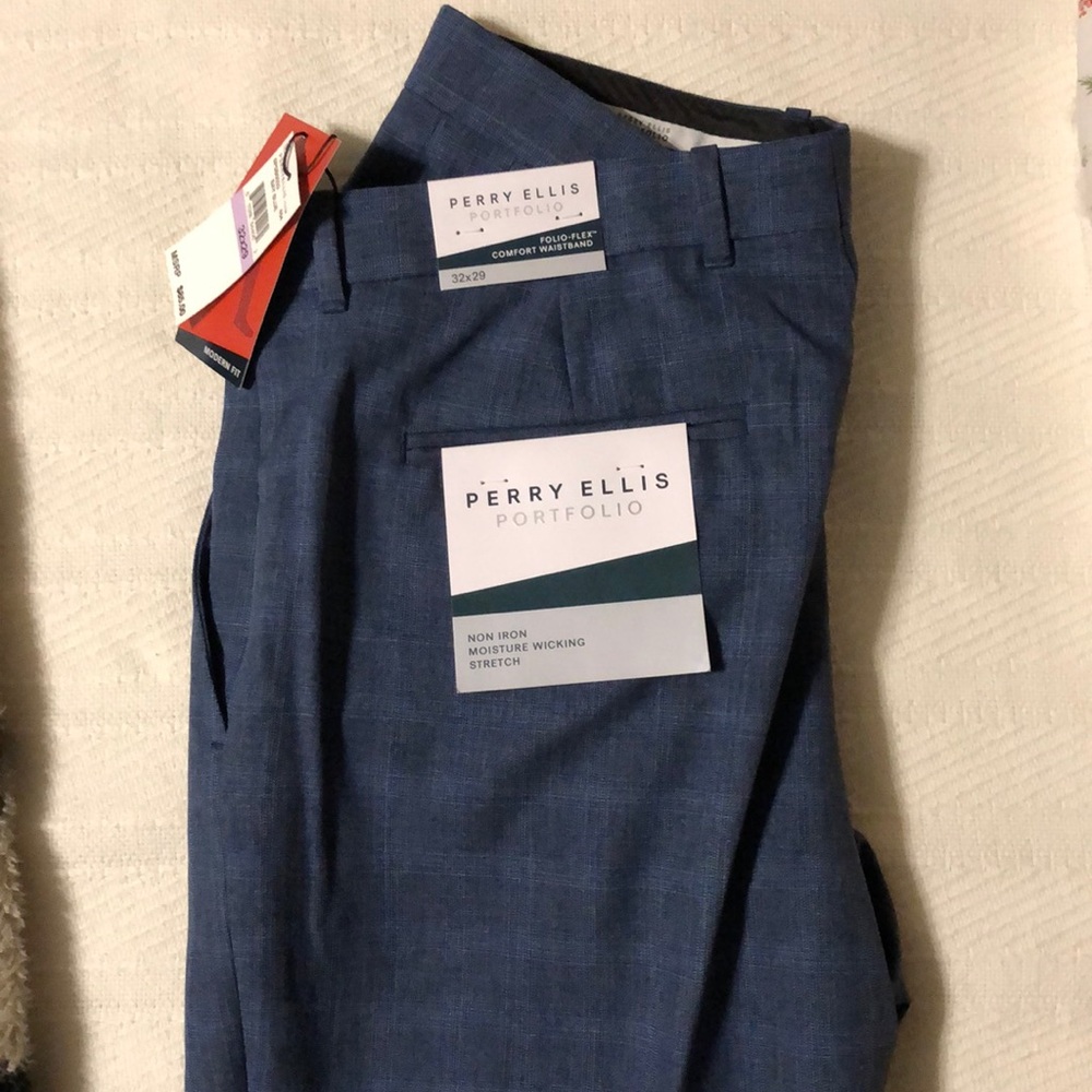 Perry Ellis Portfolio Dress Pants Blue Pants New 32x29